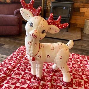 Vintage 1980s Kimple ceramics hand painted Christmas reindeer